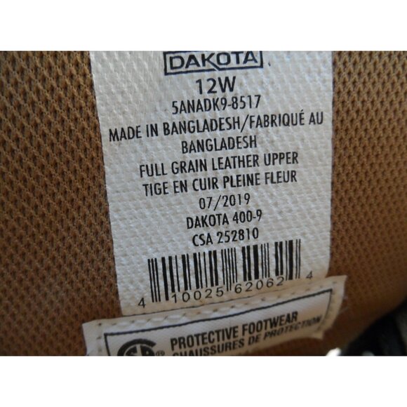 DAKOTA Mens 8'' 517 Quad Comfort Steel Toe Composite Plate Work Boot Brown 12W - Picture 8 of 8